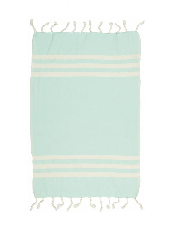 Artisan Turkish towel with fringes, cotton - Shopping Blue