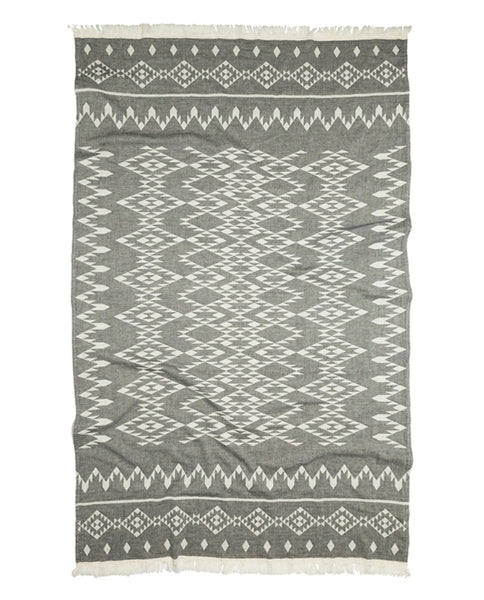 Peshtemal Turkish towel with kilim pattern, cotton - Shopping Blue